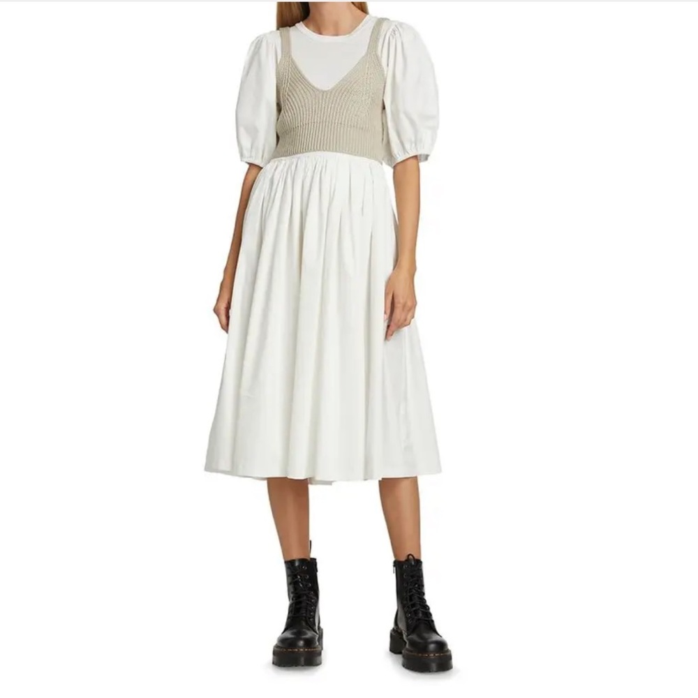 NWT En Saison Raya Two-Piece Poplin Midi Dress & Knit Tank Set. Size Large.